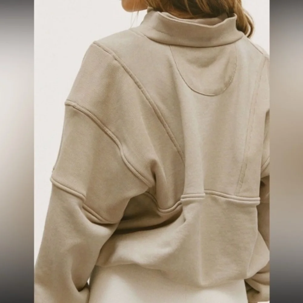 JOAH BROWN Retro Half Zip Pullover Sweatshirt M/L Tan Brown - Picture 9 of 11